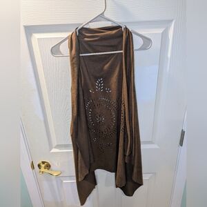Bohemian Brown Sleeveless Vest with Cutout Design